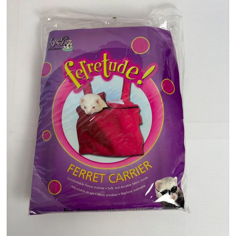 Ferret Lazy Pet Products Ferretude Soft Carrier Red Fleece Adjustable Straps New
